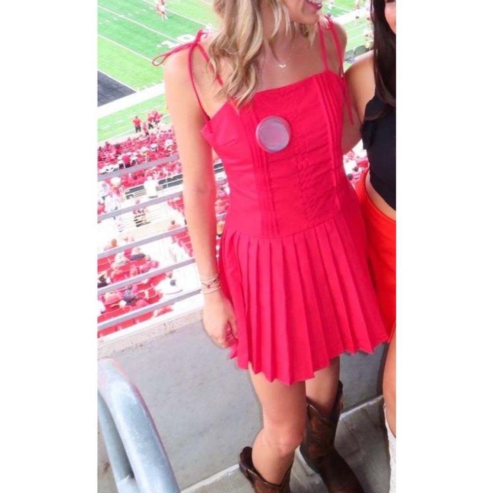 SOLD TCEC Pleated Red Mini Dress